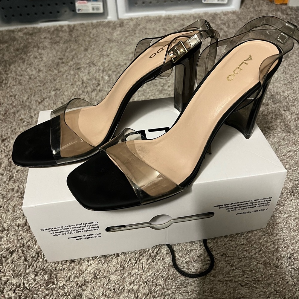 Aldo black transparent heels
